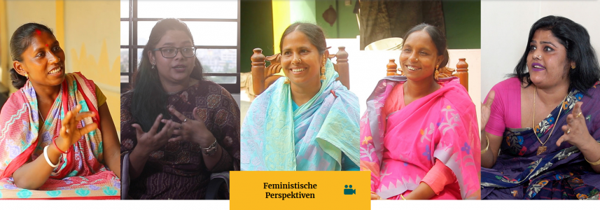 5 Frauen aus Bangladesh in einer Fotocollage nebeneinander