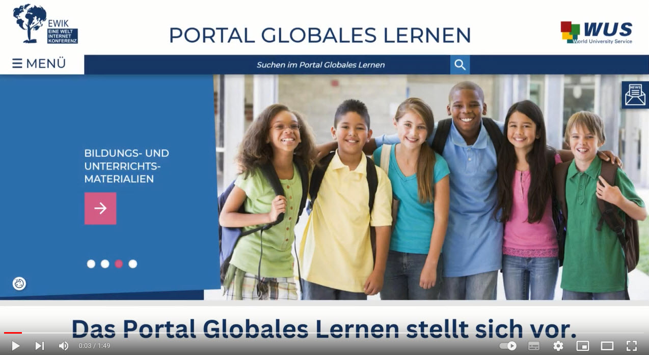 Screenshot der Startsequenz zum Erklärvideo Portal Globales Lernen. Quelle: WUS