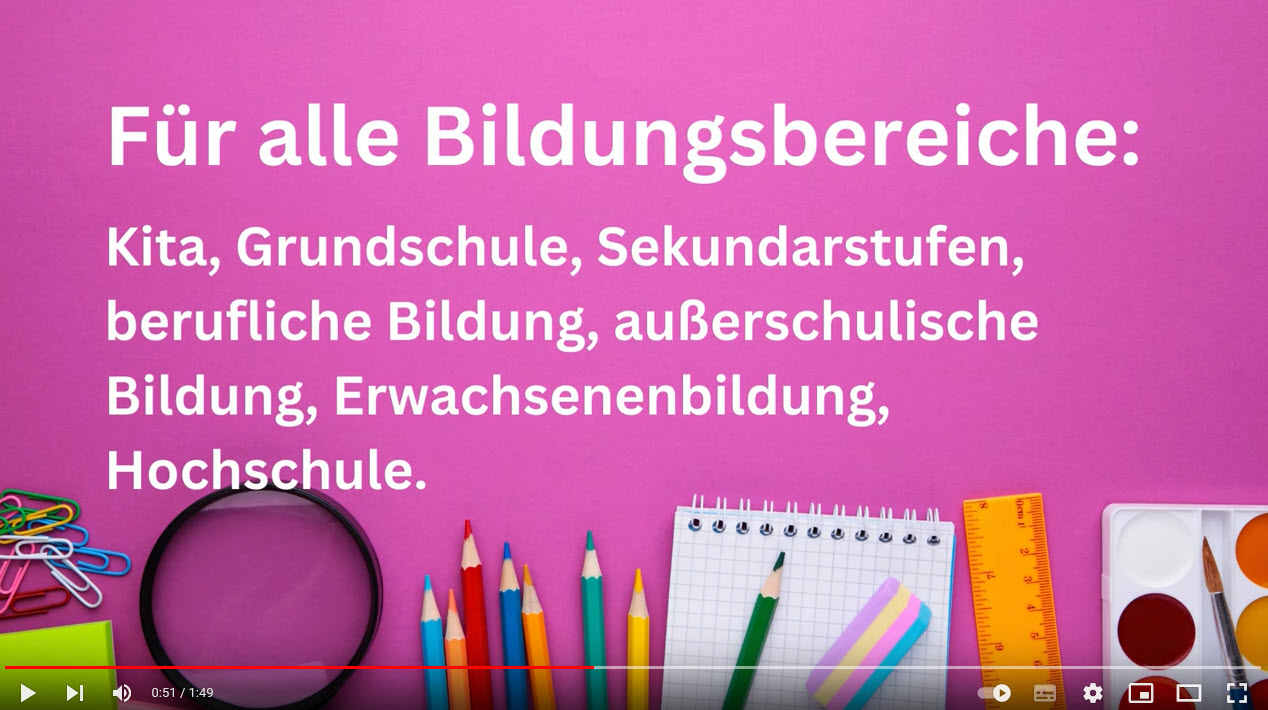 Angebote für alle Bildungsbereiche. Screenshot Erklärvideo Portal Globales Lernen. Quelle: WUS