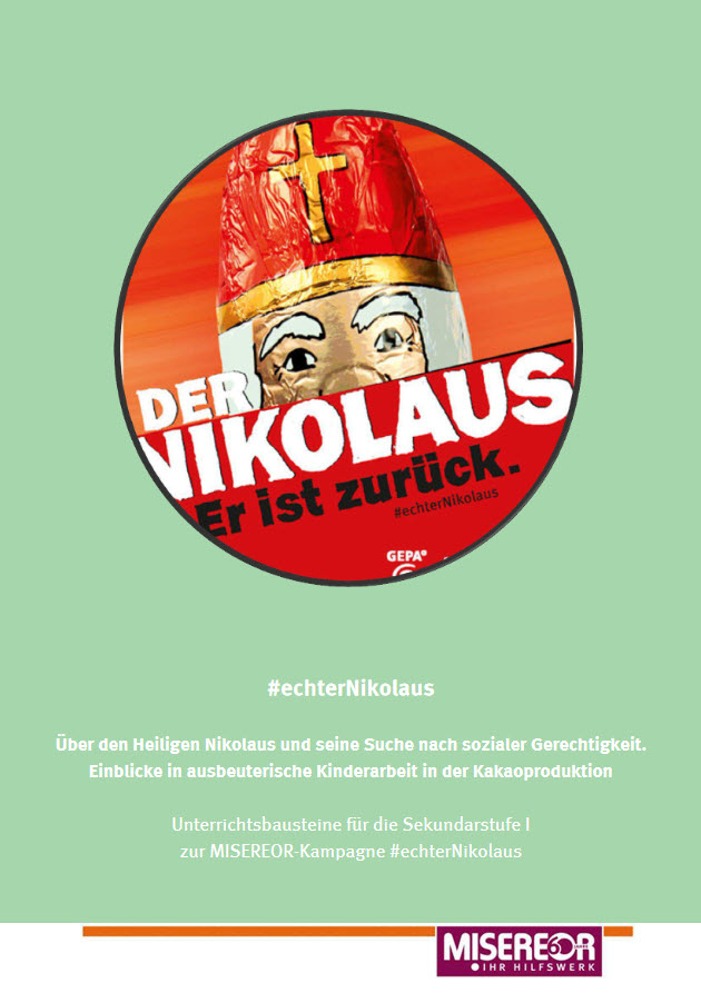 Titelseite Material "Der Nikolaus - Er ist zurück!". Quelle: misereor.de