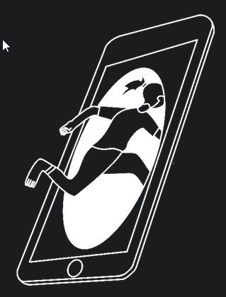 Grafik: Eine Person läuft durch einen Smartphone-Screen