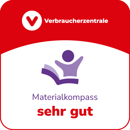 Siegel zur Bewertung "sehr gut" im Materialkompass des Verbraucherzentrale Bundesverbands 