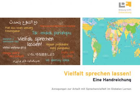 Weltkarte "Vielfalt sprechen lassen" mit Begleitheft. Quelle: www.bildung-trifft-entwicklung.de