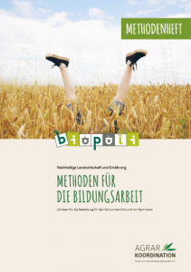 Titelseite Methodenheft Nachhaltige Landwirtschaft und Ernährung. Quelle: www.agrarkoordination.de