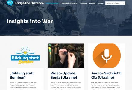 Screenshot Website www.bridgethedistance.net