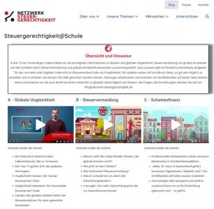 Screenshot Startseite Steuergerechtigkeit@Schule.