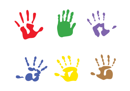 Farbige Handabdrücke.