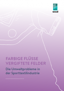 Titelseite Broschüre Farbige Flüsse vergiftete Felder: Die Umweltprobleme in der Sporttextilindustrie