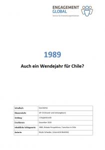 Titelseite "1989. Auch ein Wendejahr für Chile?" OER Material für den Geschichtsunterricht (2020). 