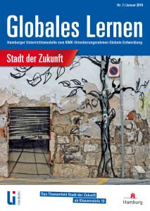 Graffiti Baum an verfallener Hauswand, darüber der Titel: "Globales Lernen: Stadt der Zukunft". Quelle: Engagement Global