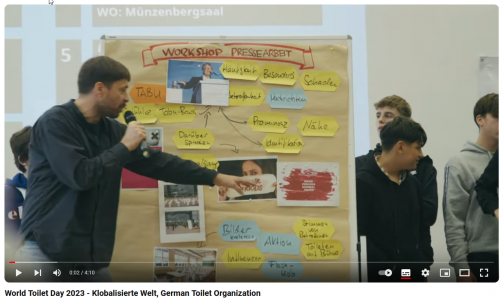 Screenshot Youtube-Video World Toilet Day 2023 – Klobalisierte Welt, German Toilet Organization