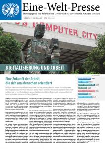 Titelseite Eine-Welt-Presse zum Thema „Digitalisierung und Arbeit“. Quelle: dgvn.de