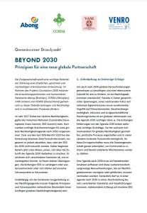 Titelseite der Publikation Beyond 2030 – Prinzipien für eine neue globale Partnerschaft.