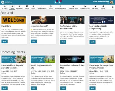 Screenshot Plattform Globale Community Sport für Entwicklung. Quelle: Florian Schmidbauer, GIZ