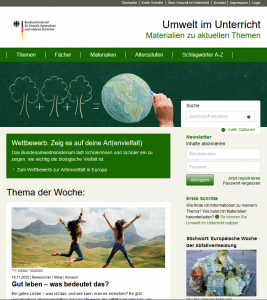 Screenshot Startseite umwelt-im-unterricht.de