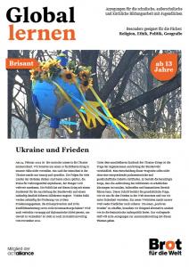 Titelseite Global lernen Brisant „Ukraine und Frieden“. 