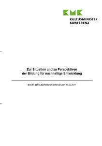 Titelseite "Zur Situation und zu Perspektiven der Bildung für nachhaltige Entwicklung". Quelle: kmk.org