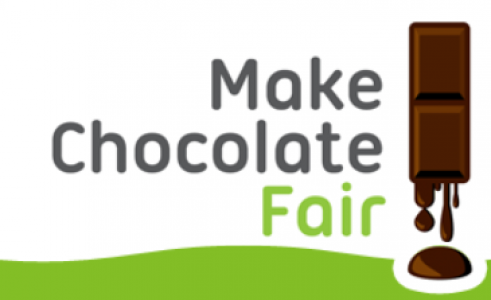 Tropfender Schokoriegel und Schriftzug Make Chocolate Fair! Logo der Kampagne. Quelle: http://de.makechocolatefair.org