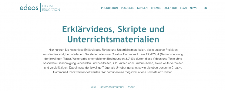 Screenshot der Website.