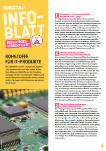 Titelseite des Infoblatts, bunter Text auf weiß oder gelb. Bild eines Computer-Innenteils.