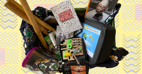 bitte dasselbe11:56Claude hat geantwortet: „Innovationskoffer SEK": Sammlung verschiedener Bildungsmaterialien wie Bücher („Imagine Africa 2060"), Spiele, Bausätze mit Elektronik und Stoffe, vor gelbem …„Innovationskoffer SEK": Sammlung verschiedener Bildungsmaterialien wie Bücher („Imagine Africa 2060"), Spiele, Bausätze mit Elektronik und Stoffe, vor gelbem Muster-Hintergrund.
