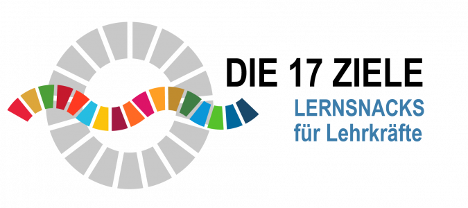 Logo Fortbildungsreihe „Die 17 Nachhaltigkeitsziele – Lernsnacks für Lehrkräfte“. Quelle: Werkstatt Globales Lernen