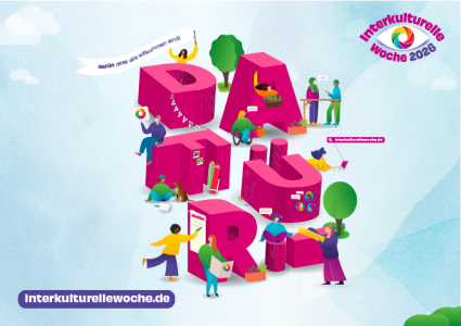 Logo Interkulturelle Woche 2026 "dafür!" Quelle: interkulturellewoche.de
