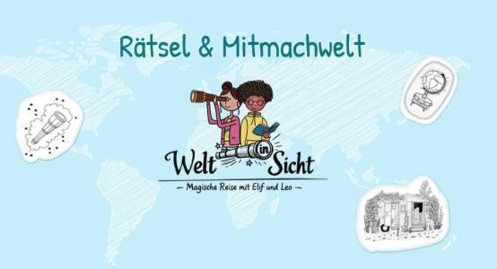 Elif und Leo mit Bauwagen, Globus und Fernrohr