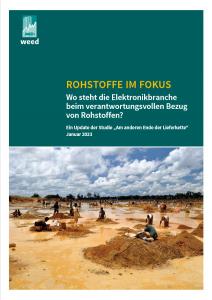 Titelseite der Broschüre mit Titel und Bild von einem Kupfer-Kleinbergbau in der DR Kongo. Quelle und Copyright: WEED – Weltwirtschaft, Ökologie & Entwicklung e.V.