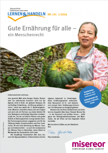 Frau mit grünem Kürbis in der Hand. Darüber der Titel der 