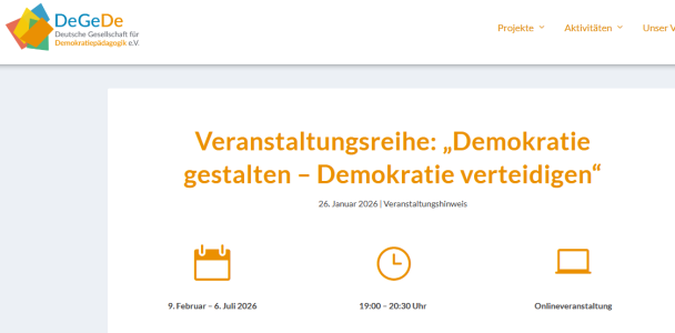 Veranstaltungsreihe: „Demokratie gestalten – Demokratie verteidigen“