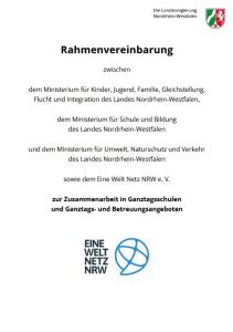 Titelseite Rahmenvereinbarung zur Zusammenarbeit in Ganztagsschulen und Ganztags- und Betreuungsangeboten. Quelle: schulministerium.nrw