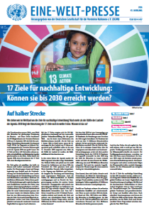 Titelseite der Eine-Welt-Presse zum Thema "17 Ziele für nachhaltige Entwicklung: Können sie bis 2030 erreicht werden?"