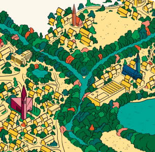 Grafik: Landschaftsbild von oben