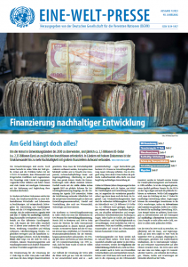 Titelseite der Eine-Welt-Presse zum Thema "Finanzierung nachhaltiger Entwicklung"