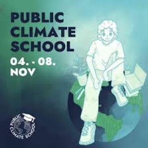 Plakat zur „Public Climate School“,Logos: Public Climate School und Klima Bildung e.V.