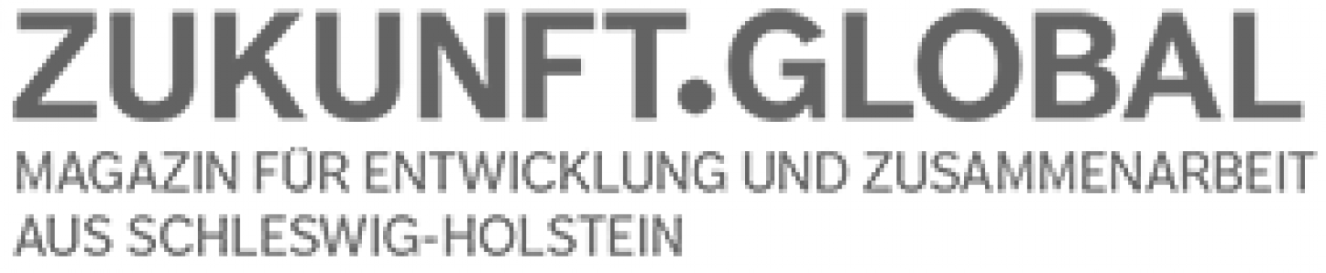 In Großbuchstaben steht "ZUKUNFT.GLOBAL Magazin für Entwicklung und Zusammenarbeit aus Schleswig-Holstein" 