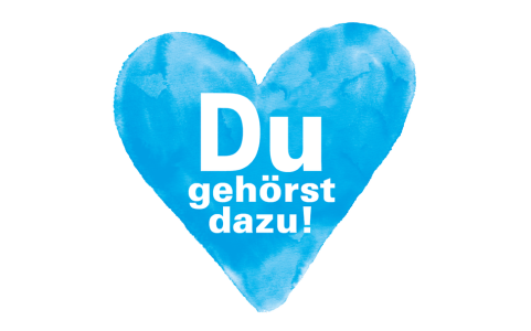 Blaues Herz mit der Aufschrift "Du gehörst dazu" zum KInderrechte-Aktionstag. Quelle und Copyright: UNICEF