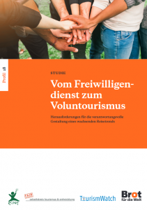 Titelseite "Vom Freiwilligen­dienst zum Voluntourismus". Quelle: tourism-watch.de