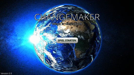 Der blaue Planet Erde, im Hintergrund die Sonne. Screenshot zum Spiel Changemaker. Quelle: changemaker-spiel.de