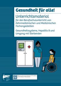 Krankenhausschrank, Krankenschwester und Person im Rollstuhl