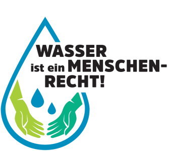 Logo „Wasser ist ein Menschenrecht!“. 
