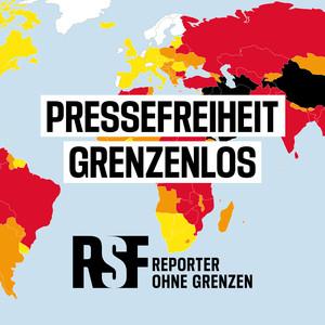 Logo zum Podcast Pressefreiheit grenzenlos, dem Podcast von Reporter ohne Grenzen. Quelle: reporter-ohne-grenzen.de/podcast