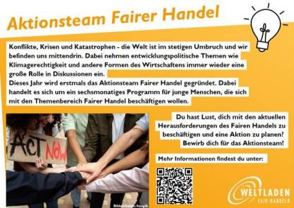 Infoposter zum Aktionsteam Fairer Handel. Quelle: weltladen Dachverband.