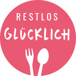 Rosa Kreis, darin der Projektname "Restlos Glücklich" und ein Löffel und eine Gabel. Quelle: Restlos Glücklich