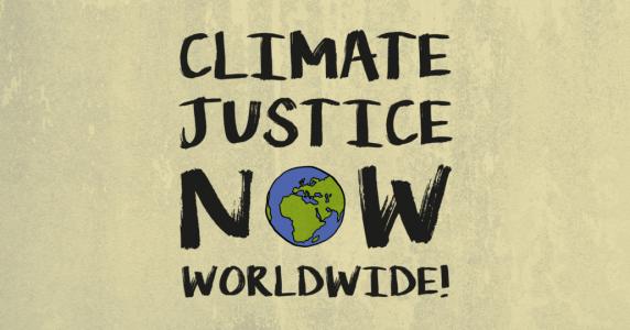 Claim der GEMEINSAM FÜR AFRIKA- Kampagne 2022: Climate Justice Now Worldwide!