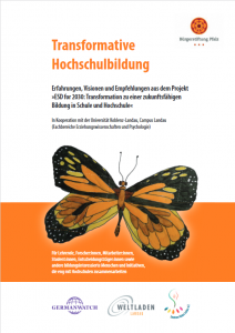 Titelseite "ESD for 2030: Transformation zu einer zukunftsfähigen Bildung in Schule und Hochschule". Quelle: Bürgerstiftung Pfalz