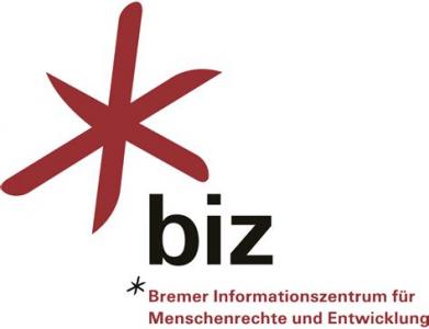Roter einfach gezeichneter Stern, darunter Schriftzug biz. Logo Bremer Informationszentrum für Menschenrechte und Entwicklung (biz). Quelle: bizme.de