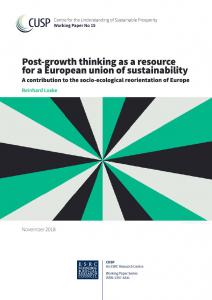 Titel Arbeitspapier "Post-growth thinking as a resource for a European union of sustainability – A contribution to the socio-ecological reorientation of Europe", Quelle: cusp.ac.uk