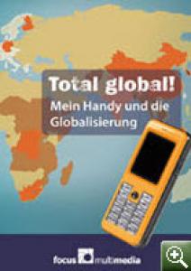 Weltkarte mit Tastentelefon im Vordergrund